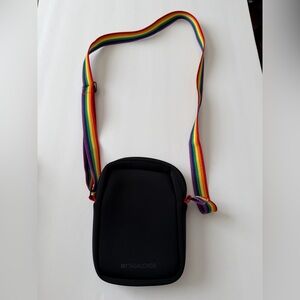 MYTAGALONGS black rainbow strap purse.